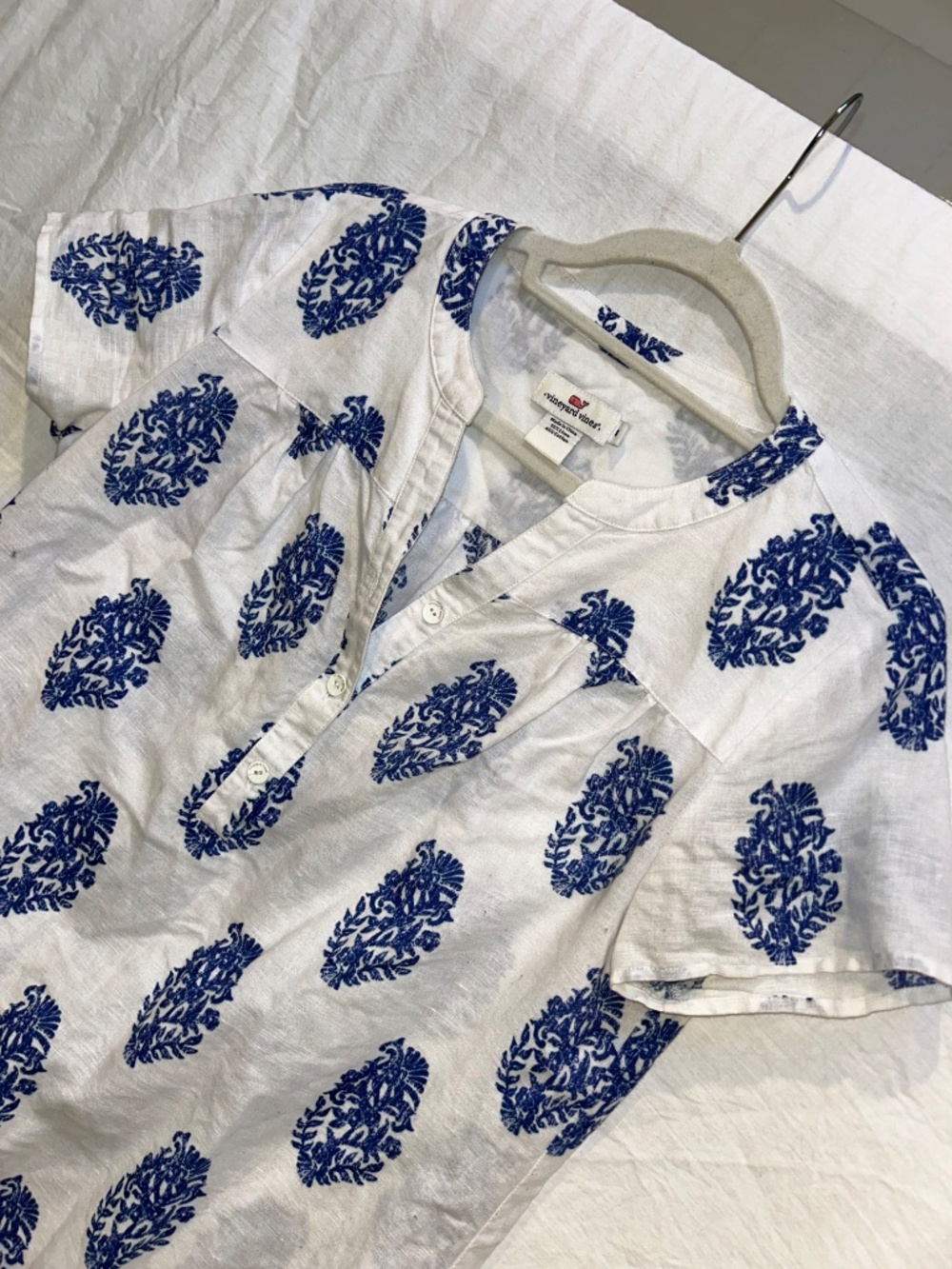 Vineyard Vines Spring Blue & white printed blossoms tunic top shirt dress S - Picture 5 of 5